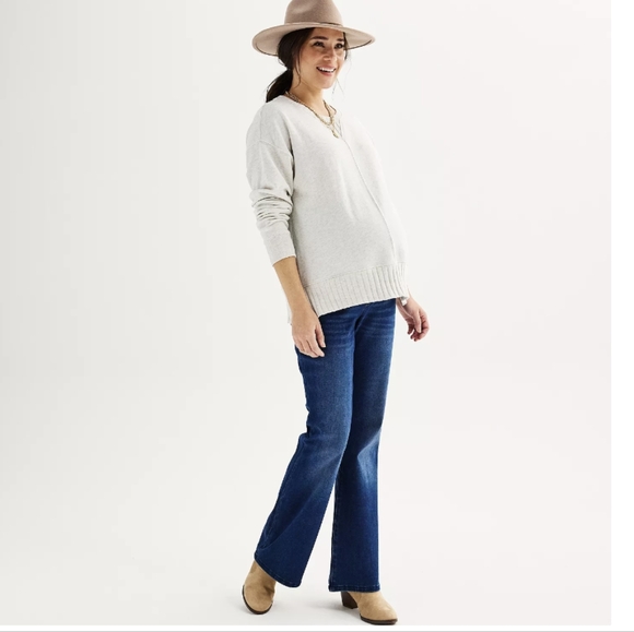 NWT Sonoma Full-Coverage Belly Band Bootcut Denim Dark Jeans Size 6-Maternity - Picture 2 of 9